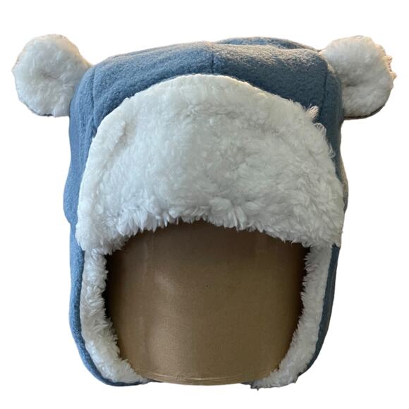 Blue White Boys Fleece Trapper Hat Size Medium 1-2T - Picture 1 of 4
